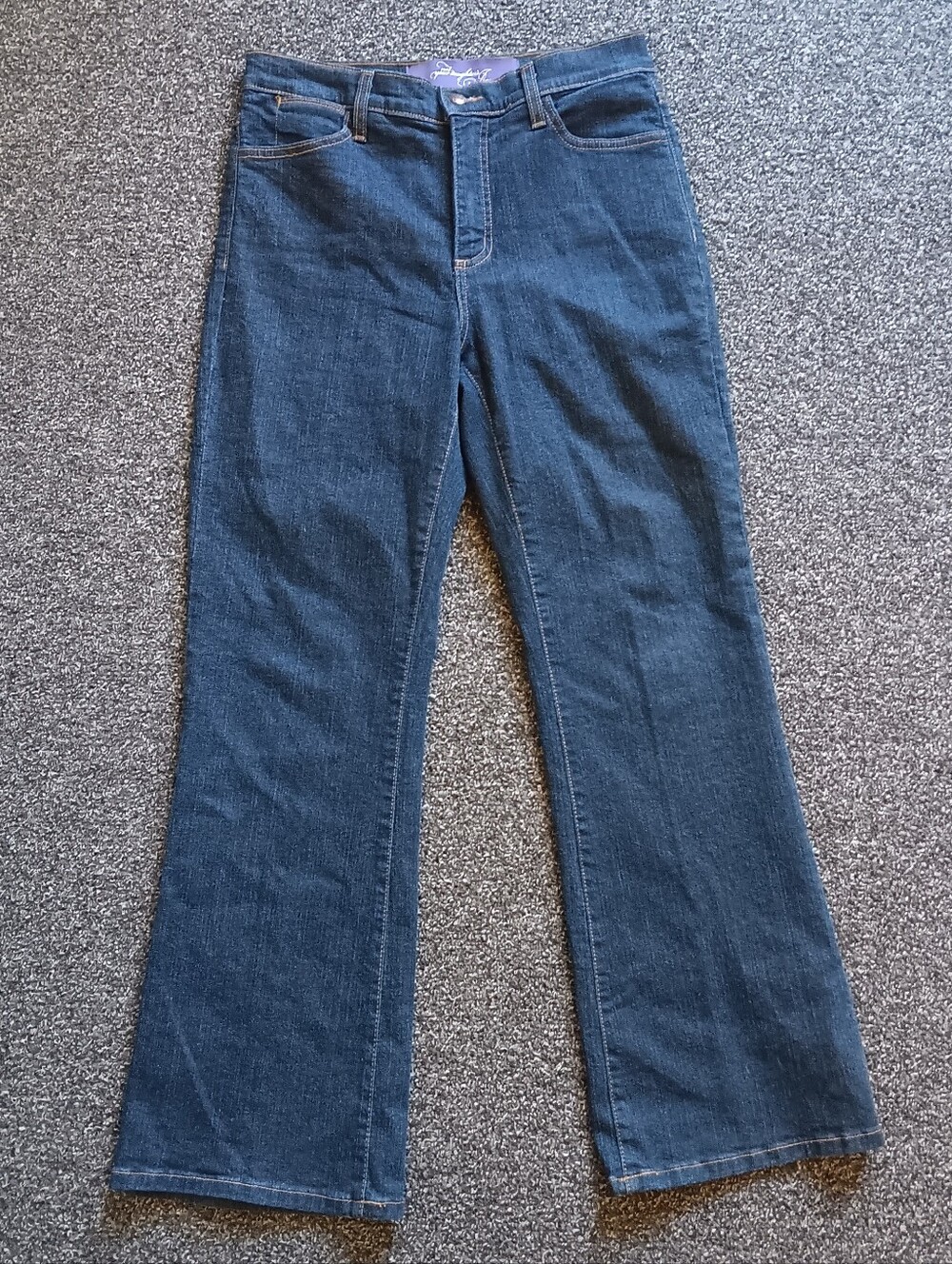 NYDJ Blue Studded Pocket Womens Jeans Size 6P, Bootcut Flare - Picture 3 of 14